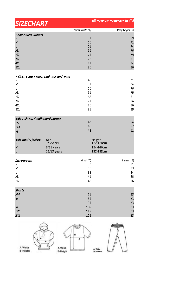 FanGear Size Guide