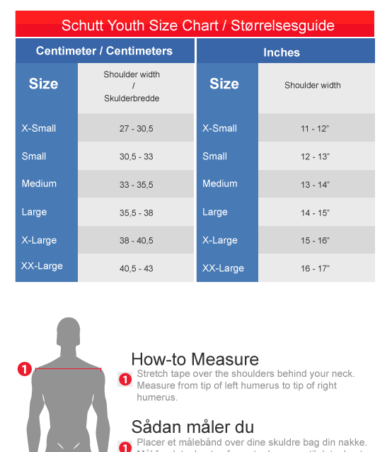 Schutt Youth Size Chart
